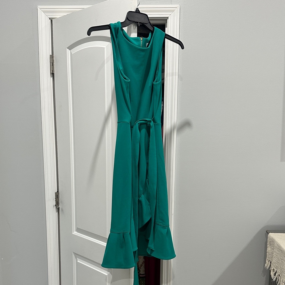 Calvin Klein Asymmetrical Teal Dress